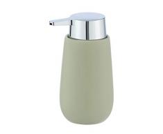 WENKO Dispensador de jabón Badi verde suave - Dispensador de jabón líquido, dispensador de detergente Capacidad: 0.32 l, Cerámica, 9.5 x 16 x 8 cm, Verde