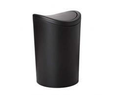 Tatay Papelera Baño con Tapa Basculante, 6L de Capacidad, de Polipropileno, Libre de BPA, Color Negro, Medidas 19 x 19 x 28 cm