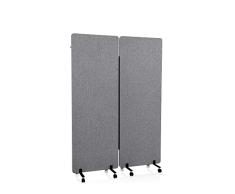 hjh OFFICE 891006 Tabique acÃºstico FLEXMIUT 177 x 60 cm, Juego de 2, Separador de Espacios, con Ruedas y Deslizadores, Tejido Gris Oscuro