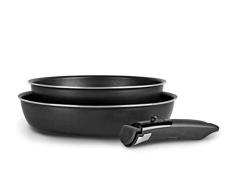 Sitram SITRAMOVIBLE Lote de 2 sartenes, De Aluminio, Negro