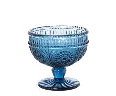 DRW Set de 6 Copas de Helado de Cristal en Azul 10,5x10cm