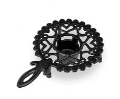 Relaxdays Calentador de Taza, Salvamantel para teteras, Hierro Fundido, para una Vela, RÃºstico, 1 Ud, Negro