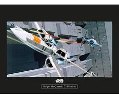 Komar Wandbild Von Star Wars Classic RMQ X-Wing vs Tie-Fighter | Kinderzimmer, Jugendzimmer, Dekoration, Kunstdruck | ohne Rahmen | WB164-40x30 fotomural, carbÃ³n