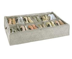 WENKO Bajocama para zapatos Balance - Almacenamiento para calzado en 12 compartimentos, zapatero con tapa, Polipropileno, 74 x 15 x 60 cm, Taupe
