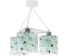 Dalber Lámpara Infantil Colgante 3 Luces Happy Dogs Perros Animales, 60 W, Verde