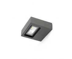 FARO BARCELONA 71388 - TAIMA Aplique (Bombilla incluida) LED, 6W, Cuerpo de Aluminio difusor Cristal Transparente, Color Gris