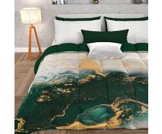 PETTI Artigiani Italiani - Colcha de Invierno, Colcha de Invierno, Colcha Individual de Doble Cara, Color Liso e impresiÃ³n Digital Esmeralda, 100% Microfibra hipoalergÃ©nica, Fabricado en Italia
