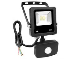LE Foco Proyector Led exterior con Detección de Movimiento, 10W, 800lm IP65, Luces Sensible para garajes, parking, entrada, jardines, puertas etc.