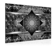 Cuadro abstracto de mandala (120 x 80 cm, lienzo de fieltro, tamaÃ±o XXL, 3 piezas, fabricado en Alemania, listo para colgar), color negro