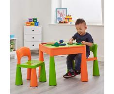Liberty House LH899G Juego de mesa y 2 sillas infantiles, color naranja y verde