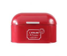 Totally Addict KA19101 - Panera de acero inoxidable 33, 70 x 20 x 20, 40 cm, acero inoxidable, rojo, 33,70 x 20 x 20,40 cm
