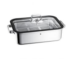 WMF Vitalis Fuente rectangular de cocciÃ³n al vapor con Rejilla, tapa con borde de silicona, acero inoxidable pulido, 6.5 L