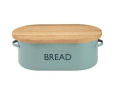 Typhoon Vintage Kitchen panera con Tapa de Reversible Placa de Pruebas, Acero Inoxidable, Azul, 42,5 x 26 x 16 cm