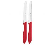 WMF Cuchillos de Cocina, 2Â Piezas, Multiusos de/Desayuno Cuchillo con Sierra Doble para Zurdos y diestros, Mango de plÃ¡stico, Longitud 21Â cm, Longitud de la Hoja: 11Â cm, Color Rojo
