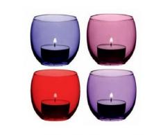 LSA International - Coro - Set 4 portavelas, 6cm de altura y 5cm de diÃ¡metro, morado
