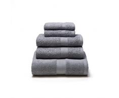 Sancarlos - Juegos DE Toallas Lisos YANAI Gris - 5 Piezas: 2 tocador, 2 Lavabo, 1 sÃ¡bana baÃ±o - 3 Piezas: 1 tocador, 1 Lavabo, 1 Ducha - 100% AlgodÃ³n