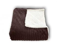 Secaneta Manta Coral Con Borreguillo Interior De Viaje, SofÃ¡ Y SillÃ³n, 130X160 Cm, (Chocolate), 130 X 160 Cm