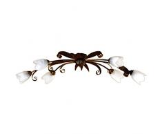 onli Sonia lámpara 6 luces de metal spennellato dorado y cristales, marrón y blanco