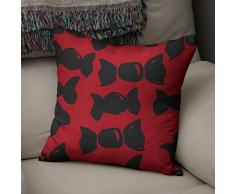 BonaMaison Fundas para CojÃnes, Negro Rojo Funda de Almohada Silla Oficina Cama Decorativa Moderna Decoración del Hogar Habitación, 43x43 Cm - Diseñado y Fabricado en TurquÃa
