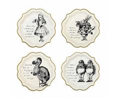 Talking Tables platos medio con borde de oro y detalles de Alice en el paÃ­s de las maravillas.âTruly Alice.â Carton.