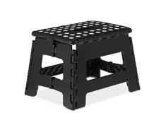 Relaxdays Taburete Plegable de 22,5 cm de Alto, 1 peldaño, hasta 120 kg, plástico Antideslizante, Color Negro