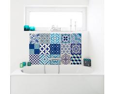 Ambiance-Live 15 Stickers Adhesivos carrelages | Adhesivo Adhesivo Azulejos - Mosaico Azulejos de Pared de baño y Cocina | Azulejos Adhesiva - Azulejos Azules - 10 x 10 cm - 15pièces