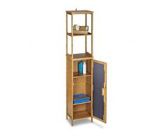 Relaxdays – Estantería armario de pared con 6 estantes para el cuarto de baño hecho de bambú con medidas 170 x 33,5 x 28 cm también es un elemento decorativo, color natural