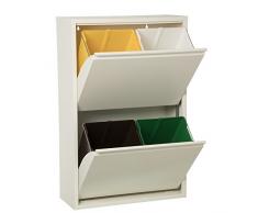 Supernova Decoracion Papelera Reciclaje 4 Cubos Blanco Mate-4x18l, 4x18 l