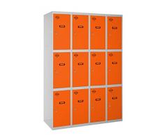 SimonRack SIMONLOCKER Prof. Mon. 3 Doors 4/12 300 (1200) GR/NA Taquilla Metalica, Gris/Naranja, Grande
