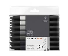 Winsor & Newton - Set de Rotuladores ProMarker Brush, 12 + 1 Unidades, Tonos Neutros