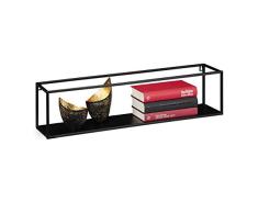 Relaxdays Estante Negro de Metal, DiseÃ±o Moderno, Mueble de Pared, Rectangular, 16x65x15 cm, 1 Ud., Hierro, 10028923