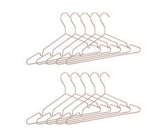 Relaxdays Pack de 10 Perchas Ropa Antideslizantes, Metal, Dorado Rosa, 21 x 42 x 0,3 cm