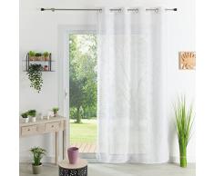HomeMaison.com Visillo Efecto Lino Bordado â Blanco â 140 x 240 cm