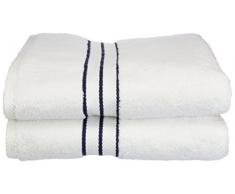 Superior - Toallas de baÃ±o lujosas Hotel, 100 % algodÃ³n de 900 g/m2, Color Blanco/Azul Marino, Juego de 2