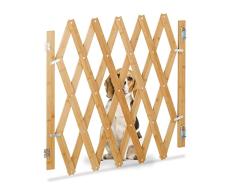 Relaxdays Barrera Seguridad NiÃ±os BambÃº, Valla Escaleras Plegable hasta 126 cm, 70-82 cm Alto, Reja Mascotas, Natural