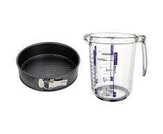 Fackelmann Brands Set contienen Molde Desmontable 24 cm 1 Fondo y Jarra Medidora de Cocina, 1 litro de capacidad, con escala para medir lÃ­quidos, azÃºcar y harina.