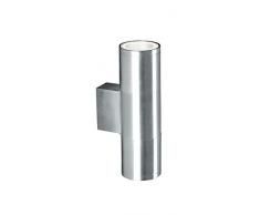 Ideal Lux GUN AP2 SMALL Adecuado para uso en exteriores GU10 35W Aluminio iluminación de pared - Lámpara (Cepillado, Cilindro, 2 bombilla(s), 35 W, GU10, Aluminio)