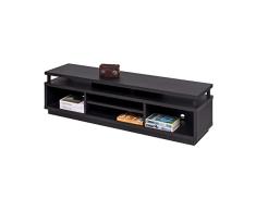 Iris Ohyama, gabinete de televisión, soporte de televisión para pantalla de hasta 65 pulgadas, 5 estantes, socket de cable, contemporáneo, Sala, Salón - TV Cabinet Middle OTS - 150m - Black Oak
