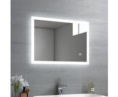 EMKE LM03AT-New Touch+ - Espejo de baÃ±o con iluminaciÃ³n (50 x 70 cm, luz Blanca frÃ­a), Color Blanco frÃ­o