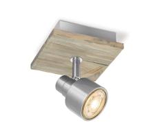 Home Sweet Home Country Lámpara de pared LED Drift | 12/12/15cm | Acero pulido | aplique de pared | madera y metal | Regulable | incl. bombillas LED | GU10 5W 390lm | luz blanco cálido