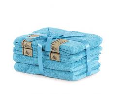 DecoKing Juego de 6 Toallas de algodÃ³n Turquesa, 4 Toallas de 50 x 100 cm y 2 Toallas de baÃ±o de 70 x 140 cm, Toallas de Ducha de bambÃº, Viscosa, absorbentes, antibacterianas, bambÃº, Turquesa