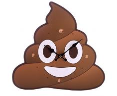 PUCKATOR CKP108 - Reloj con Emoticono de Caca, Madera, 30 x 31 x 3,5 cm, Color marrón, Blanco y Rojo