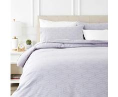 AmazonBasics - Juego de cama de franela con funda nórdica - 200 x 200 cm/50 x 80 cm x 2, Gris geo