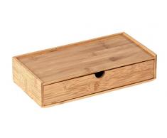 WENKO Box con cajón de bambù Terra - Caja de almacenaje, cesta para el baño Capacidad: 1.07 l, Bambú, 28 x 6 x 14 cm, natural
