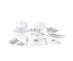 Luminarc Vajilla Completa Moderna para 6 Personas 18 CuberterÃa 24 Piezas Amefa, Vidrio Opal, Ãnico, Estándar