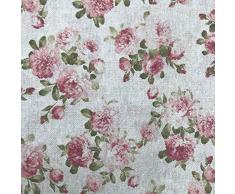 Kt KILOtela - Tela Loneta Estampada, Decoración, Tapizar, Cojines, Cortinas, Colchas, Bolsos, Manteles, 300 cm Largo x 280 cm Ancho, Flores, Rosa, Beige â 3 Metro