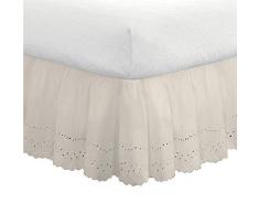 Fresh Ideas - Falda de Cama con Ojales, Detalles Bordados con Volantes, diseÃ±o clÃ¡sico de 35,56 cm de Longitud de caÃ­da, Estilo Queen, Color Marfil