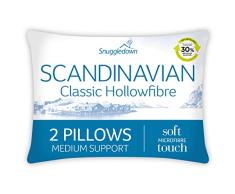 Snuggledown escandinavo par de Fibra Hueca Almohada, poliéster, Blanco, Full