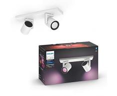 Philips Hue PlafÃ³n Argenta 2 Focos LED Inteligentes GU10, 5.7 W, Aluminio, Luz Blanca y Color, Compatible con Bluetooth y Zigbee, Posibilidad de Control por Voz, Color Blanco con Negro