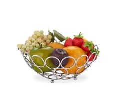 Relaxdays Frutero, DiseÃ±o Moderno, Cesta para Frutas Cocina, Verduras o Pan, Cuenco Redondo Metal, 9 x 22,5 cm, Plateado